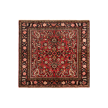 Hamedan Persian Rug Red 105 x 105 cm