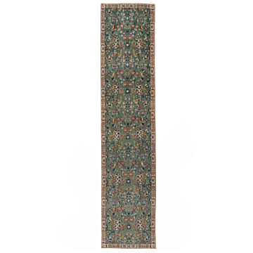 Nain 9La Persian Rug Green 385 x 85 cm