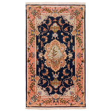 Tabriz 50 Raj Wool and Silk persian Rug  Night Blue 114 x 67 cm