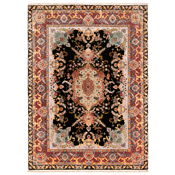 Tabriz 70 Raj wool and Silk Persian Rug  Night Blue 203 x 146 cm