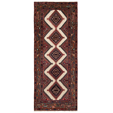 Hamedan Persian Rug Beige-Cream 196 x 72 cm