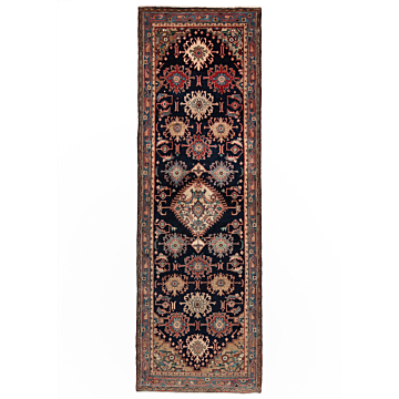 Hamedan Persian Rug Night Blue 297 x 92 cm