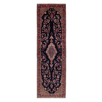 Hamedan Persian Rug Night Blue 343 x 107 cm