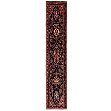 Hamedan Persian Rug Night Blue 407 x 75 cm