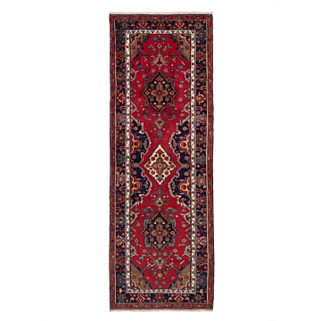 Hamedan Persian Rug Red 298 x 103 cm