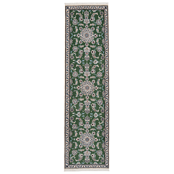 Nain Persian Rug Green 282 x 73 cm