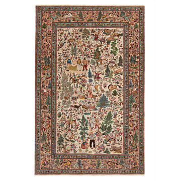 Tabriz Tabatabai Pertsian Rug  Beige-Cream 265 x 175 cm