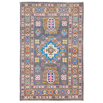 Kazak Rug Gray 117 x 74 cm
