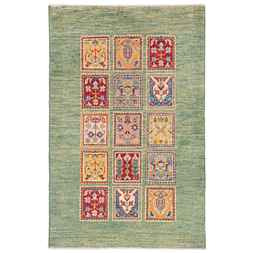 Kazak Rug Green 120 x 79 cm