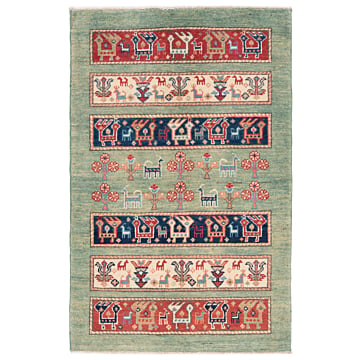 Kazak Rug Green 125 x 81 cm