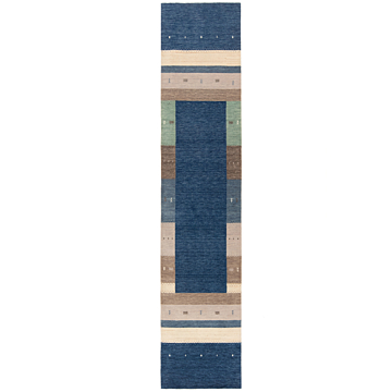 Handloom Rug Blue 369 x 78 cm