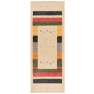 Handloom Rug Beige-Cream 243 x 93 cm