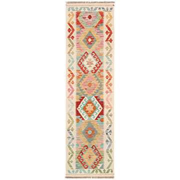 KIlim Afghan Beige-Cream 242 x 67 cm