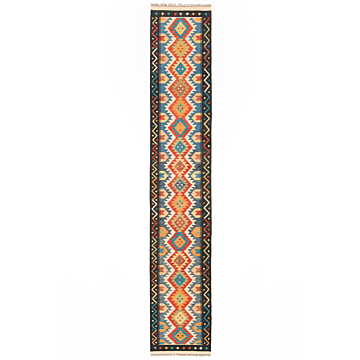 Kilim afghan Blue 484 x 86 cm