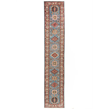 Kazak Fine Rug Blue 402 x 78 cm