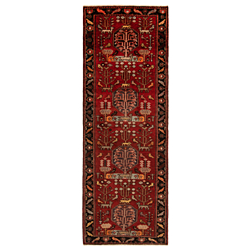 Hamedan Persian Rug Red 306 x 110 cm