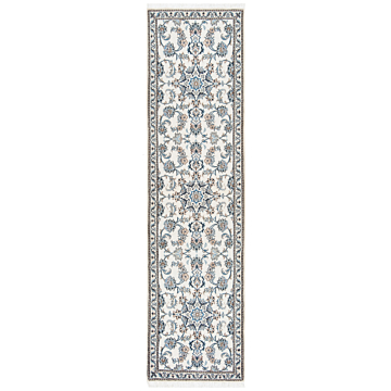 Nain Persian Rug White 298 x 78 cm