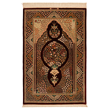Kermani-Perserteppich aus Qom-Seide