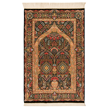 Qom Silk Rajabian Persian Rug Night Blue 156 x 102 cm