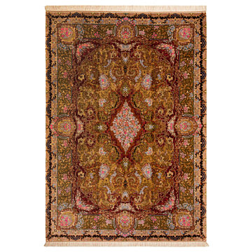 Qom Silk Kafashzadeh Persian Rug Yellow 359 x 250 cm