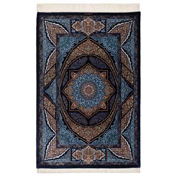 Qom Silk Kazemi Persian Rug Blue 206 x 140 cm