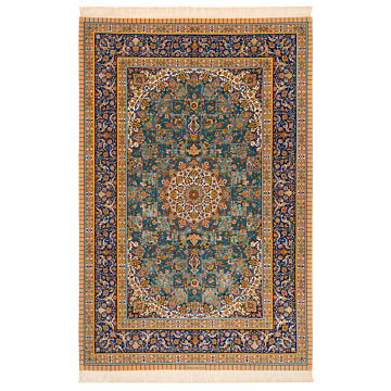 Isfahan Shahshahani Persian Rug Turquoise 319 x 205 cm