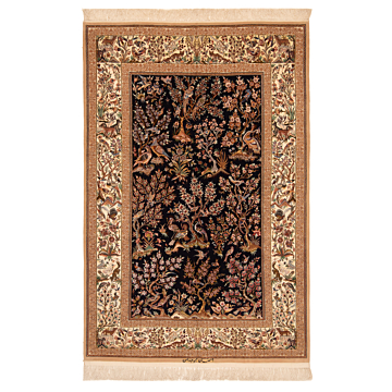 Isfahan Abdollahi Persian Rug Night Blue 223 x 148 cm