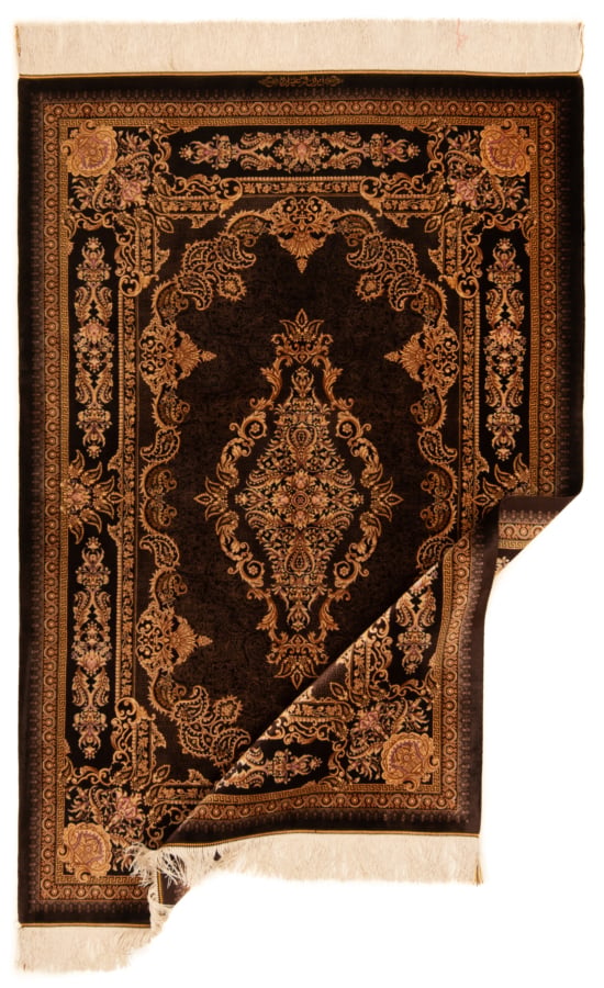 Qom Silk Alizadeh Persian Rug Brown 154 x 103 cm