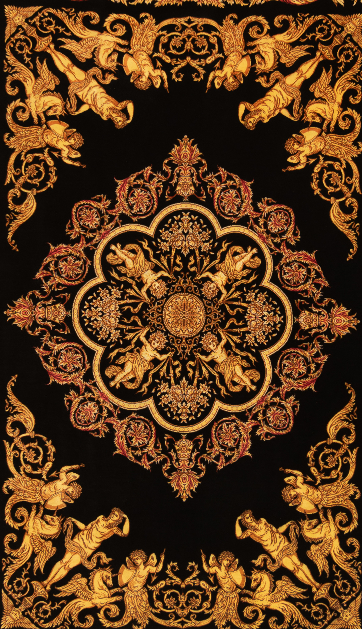 Qom Silk Alizadeh Persian Rug Black 200 x 138 cm