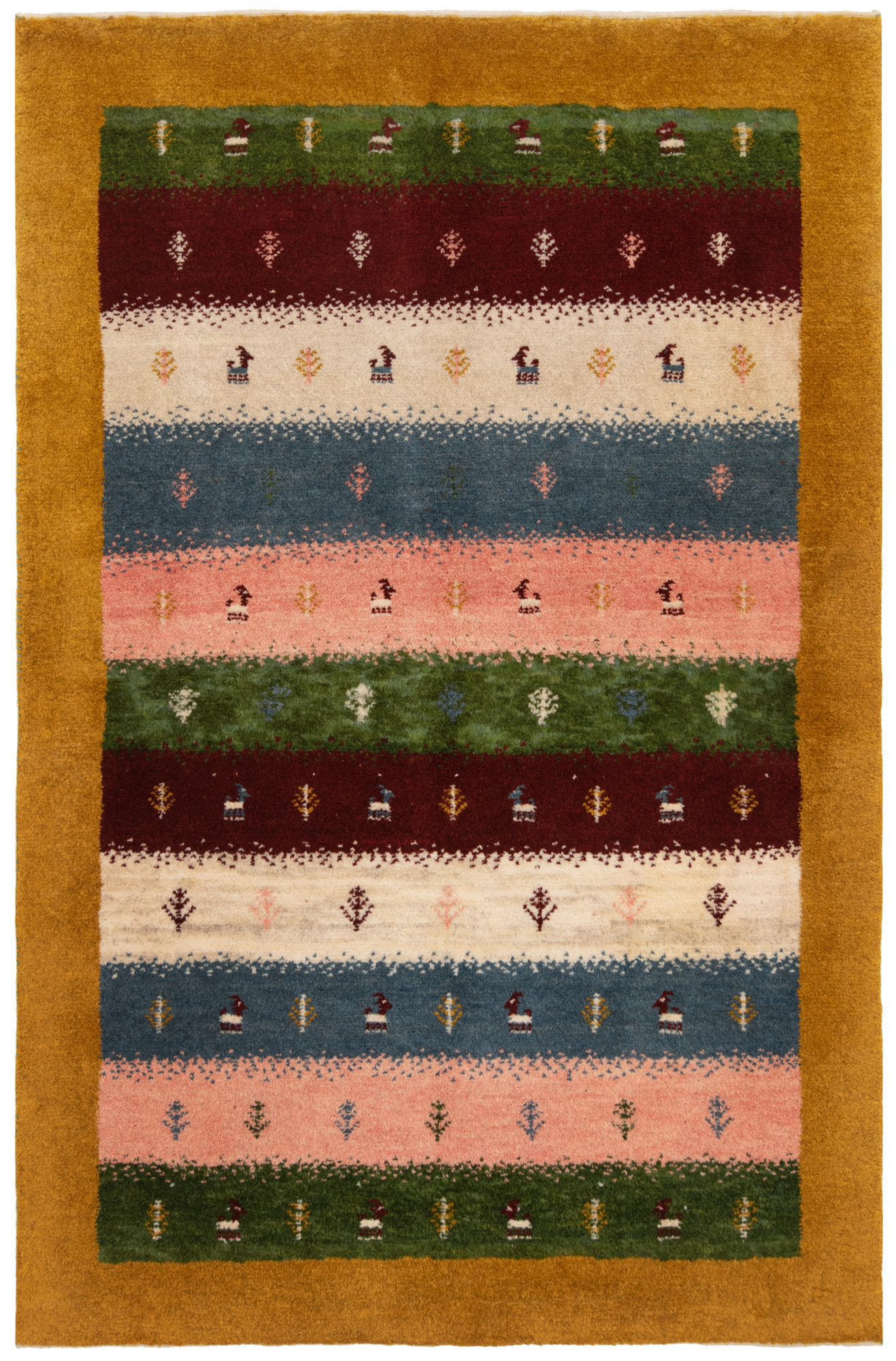 Gabbeh persian Rug Yellow 148 x 98 cm