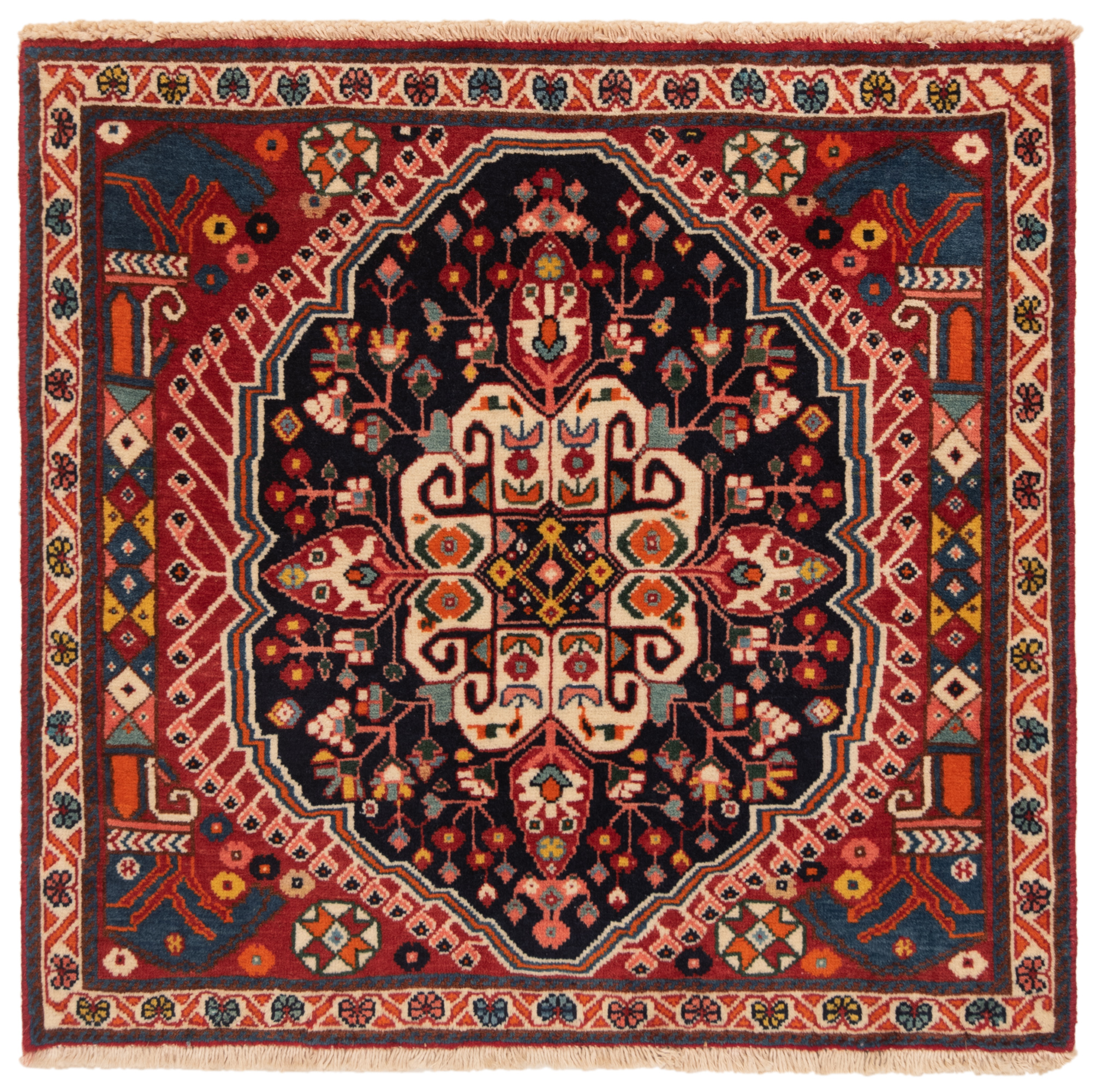 shiraz qashqai と khamse rug2枚※専用ページ Shiraz Qashqai Persian Rug Night Blue 59 x 62 cm