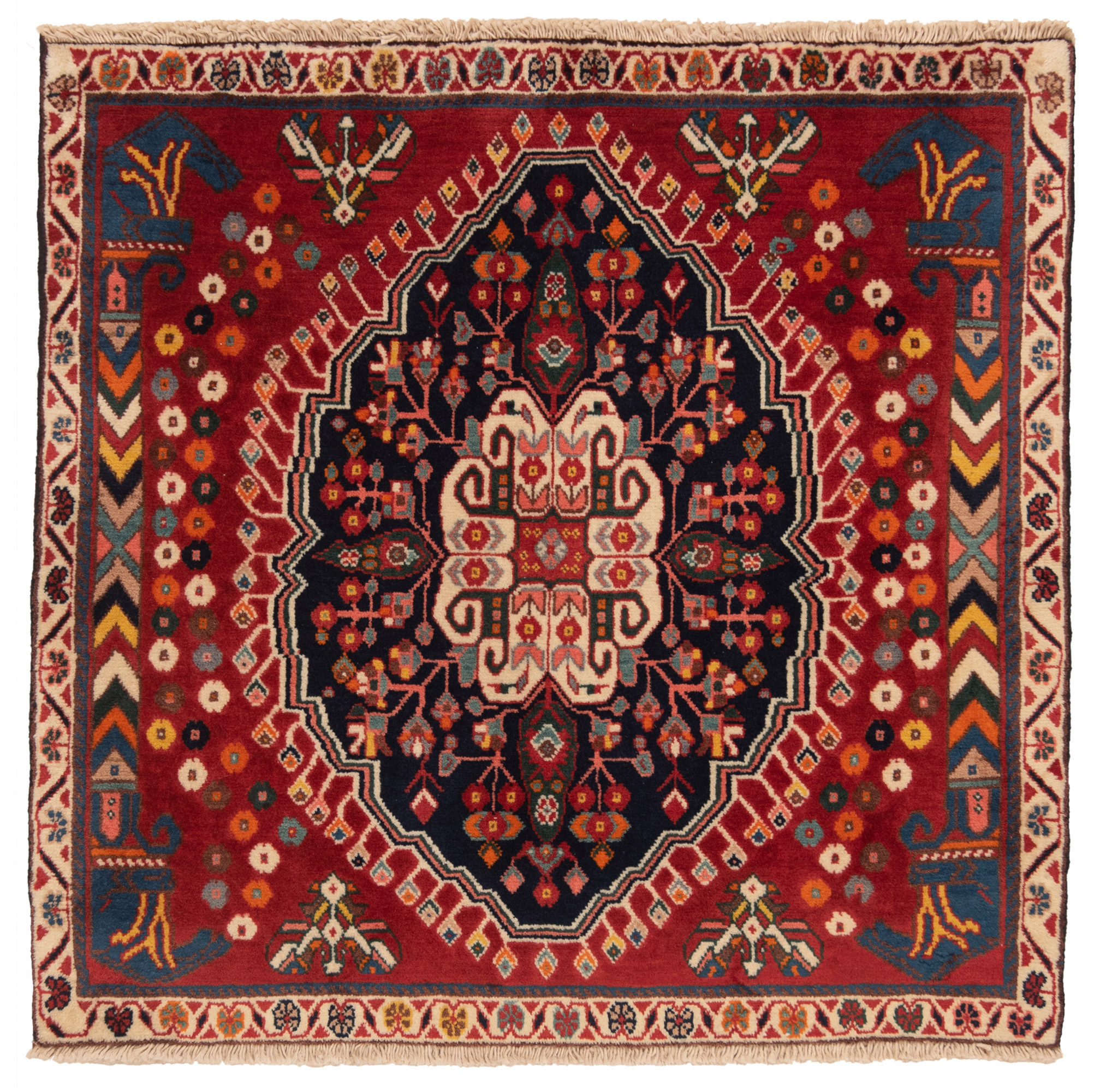 shiraz qashqai rug 〜お取り置き中です！ Shiraz Qashqai Persian Rug Red 62 x 62 cm