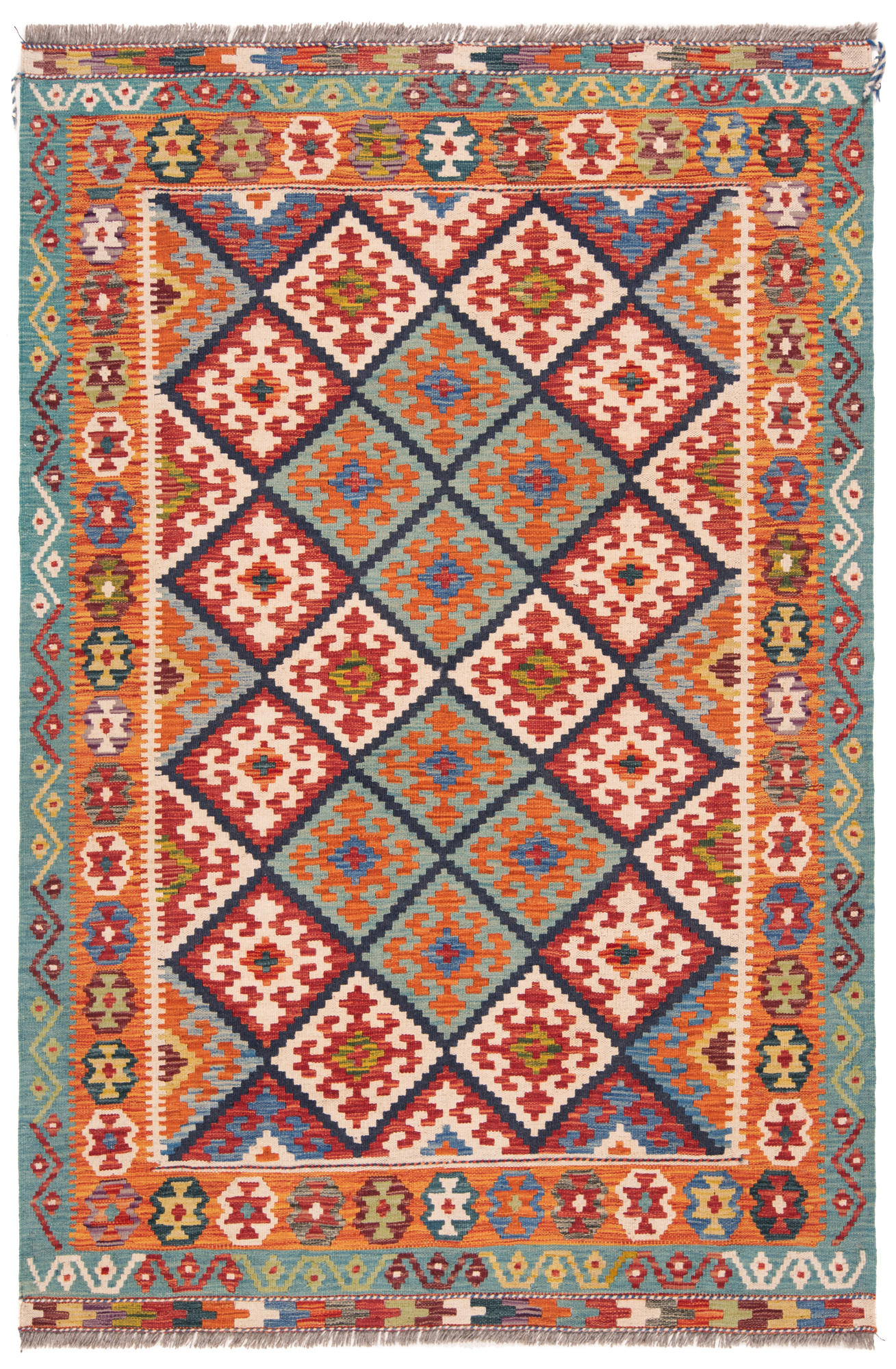 Kilim Afghan Orange 188 x 126 cm