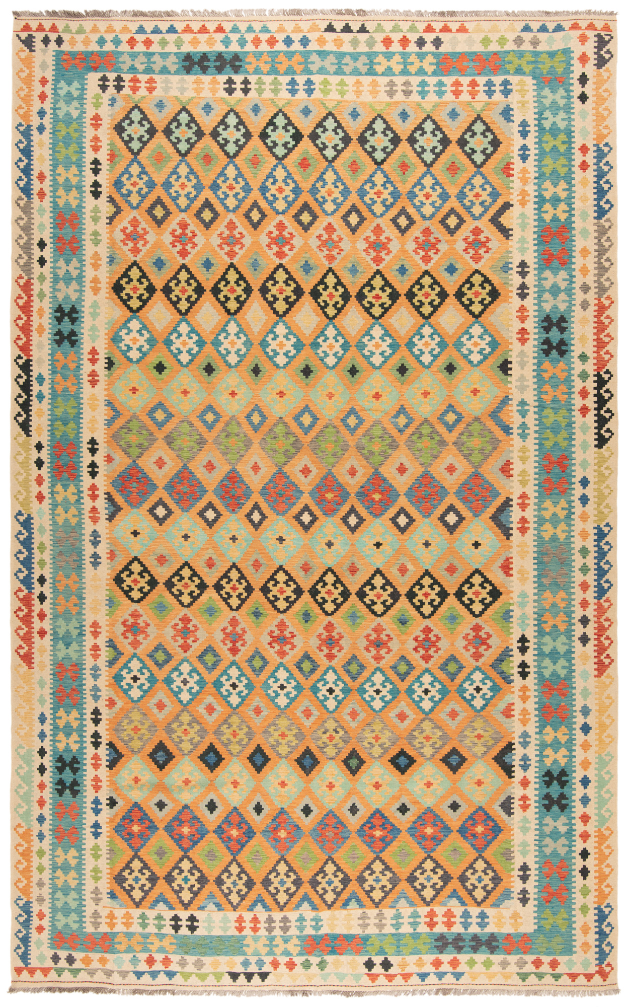 Kilim afghan Green 497 x 305 cm